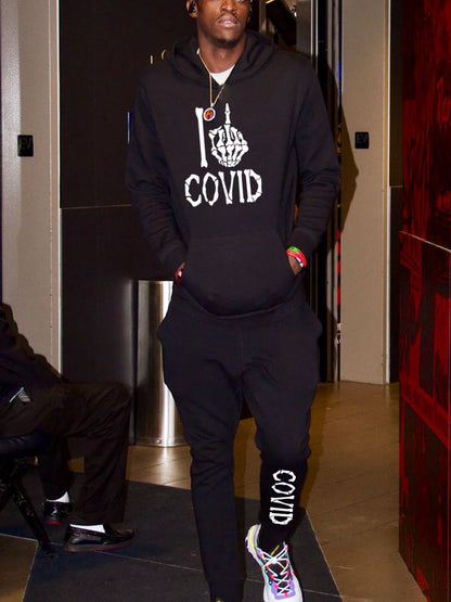 Men's Hooded and Sport Pants Set with Bold Graphic Print Chic and Style