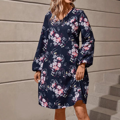 Robe chemise femme avec design floral et manches volumineuses Chic und Stil