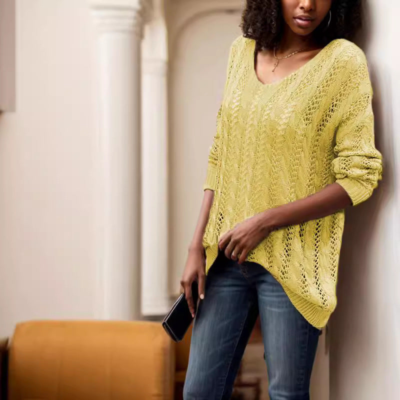 Pull femme tricoté avec un motif aéré en losanges et coupe large Chic und Stil