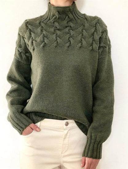 Pull-over à col haut pour femmes avec motif en torsades décoratif Chic und Stil