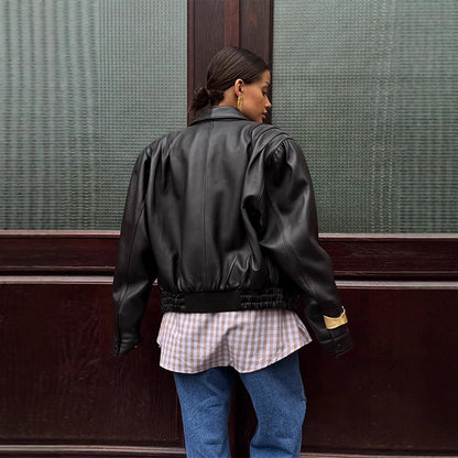 Blazer en cuir surdimensionné pour femmes Chic und Stil