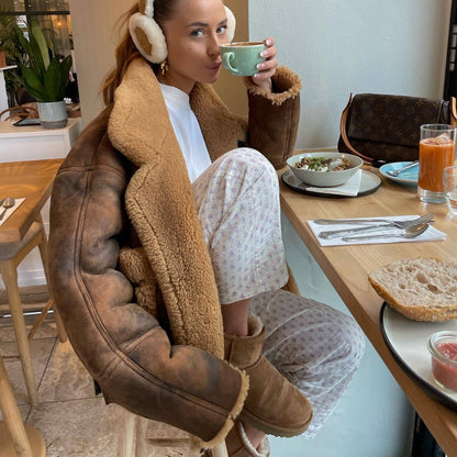 Dames confortable veste en cuir teddy avec poches pratiques Chic und Stil