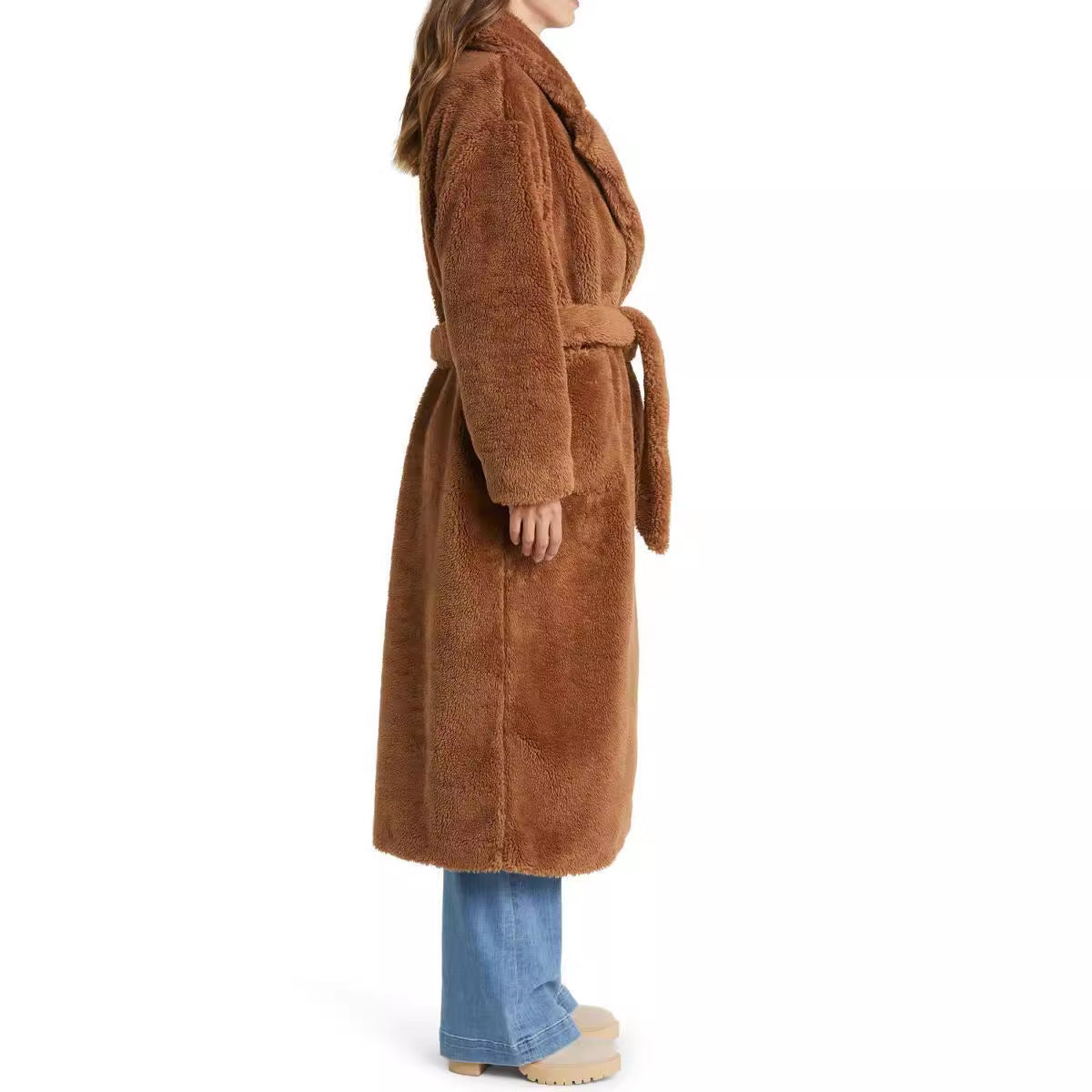 Ladies Long Cozy Robe with Belt and Pockets Chic and Style