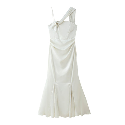 Robe maxi femme avec coupe asymétrique et détail de volants élégant Chic und Stil