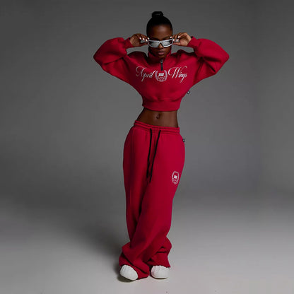 Fashion zip sweatshirt for women with loose jogger pants Chic and Style
