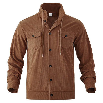 Chemise utility pour hommes en velours côtelé texturé avec poches poitrine pratiques Chic und Stil