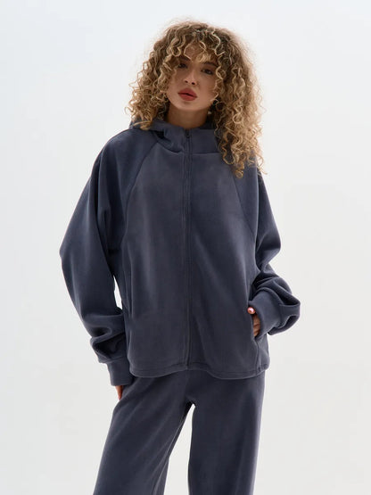 Dame Veste en polaire avec haute fermeture éclair et manches larges Chic und Stil