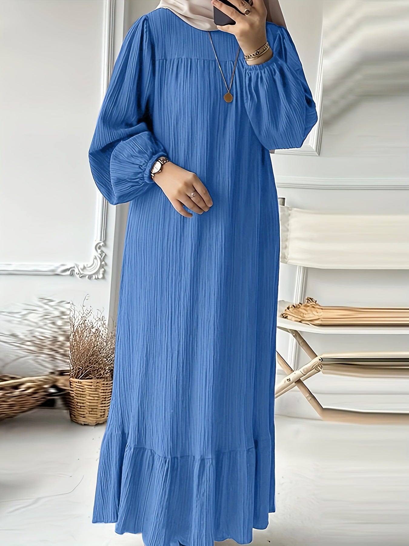 Robe maxi pour dames en mélange de coton léger Chic und Stil