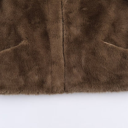 Dames Douillette et luxueuse veste en fausse fourrure avec capuche et poches pratiques Chic und Stil