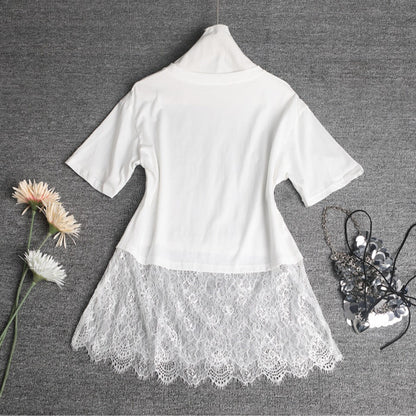 T-shirt Overlay en Dentelle Tendance Femmes Chic und Stil