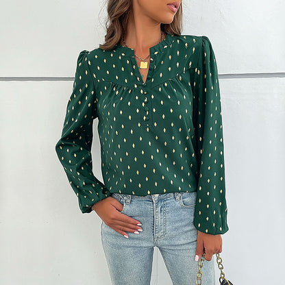 Chemise femme avec imprimé fin et détails de boutons Chic und Stil