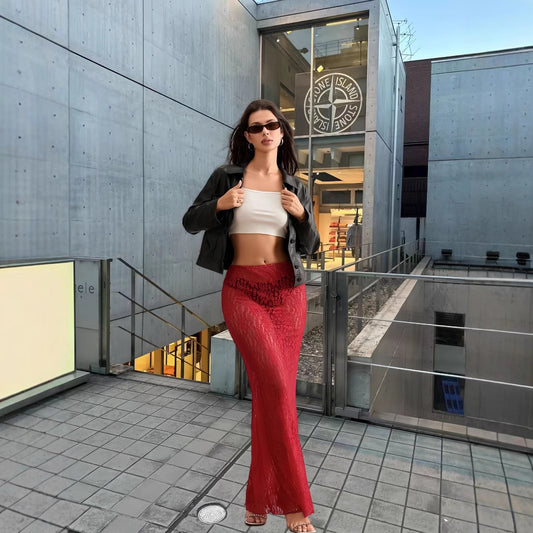 Ladies Elegant Summer Lace Pants with High Slit and Sheer Transparency Chic and Style