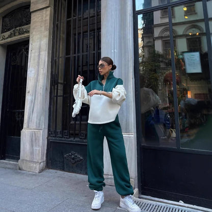 Ladies Casual Fit Sweatshirt and Comfortable Chic Sport Pants Set