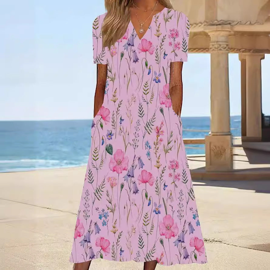 Robe d'été à motif floral pour femmes avec poches Chic und Stil