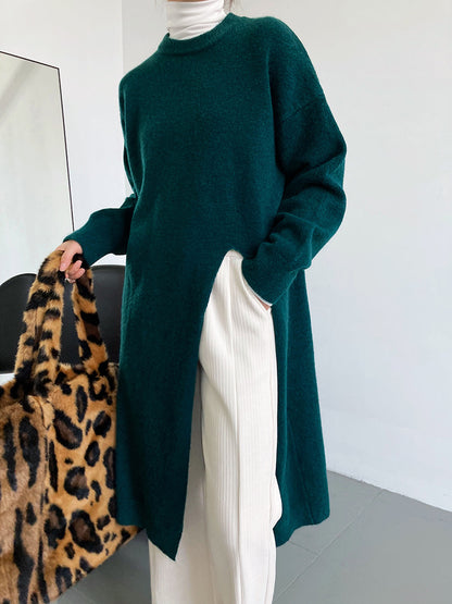 Robe en tricot élégante pour femmes avec fente latérale et coupe généreuse Chic und Stil