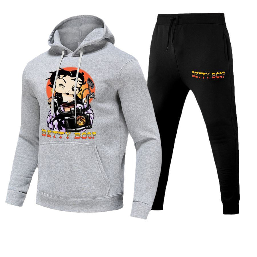 Women's sporty hoodie and jogger pants set with a unique graphic design Chic and Style