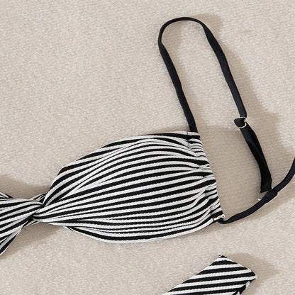 Dames bikini set bandeau tressé rayé Chic und Stil