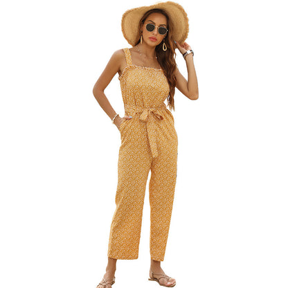 Dame combinaison avec impression florale et ceinture à nouer ajustable Chic und Stil