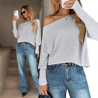 Pull en rib à encolure décontracté pour femmes avec ourlet asymétrique et coupe ample Chic und Stil