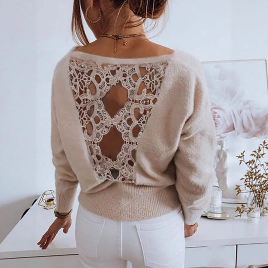 Pull en tricot pour femmes avec un détail en crochet exquis Chic und Stil