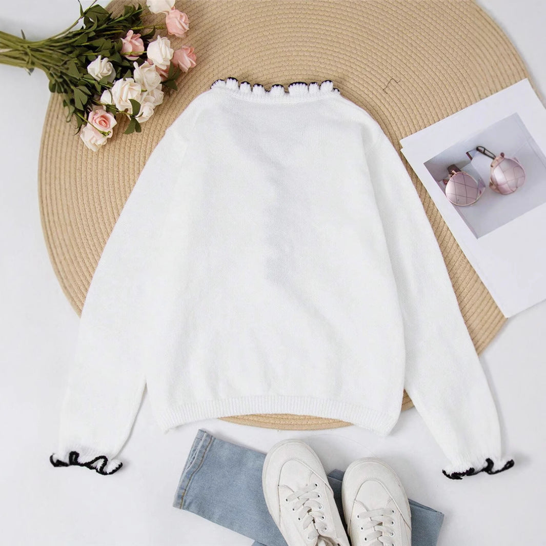 Dames élégant sweat-shirt avec détails froncés et boutons en perles Chic und Stil