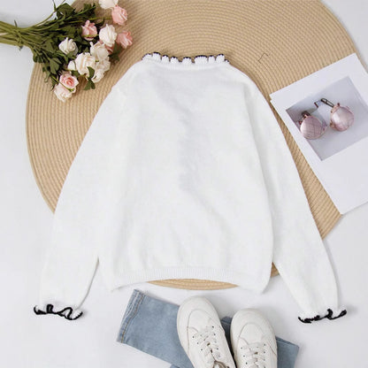 Dames élégant sweat-shirt avec détails froncés et boutons en perles Chic und Stil