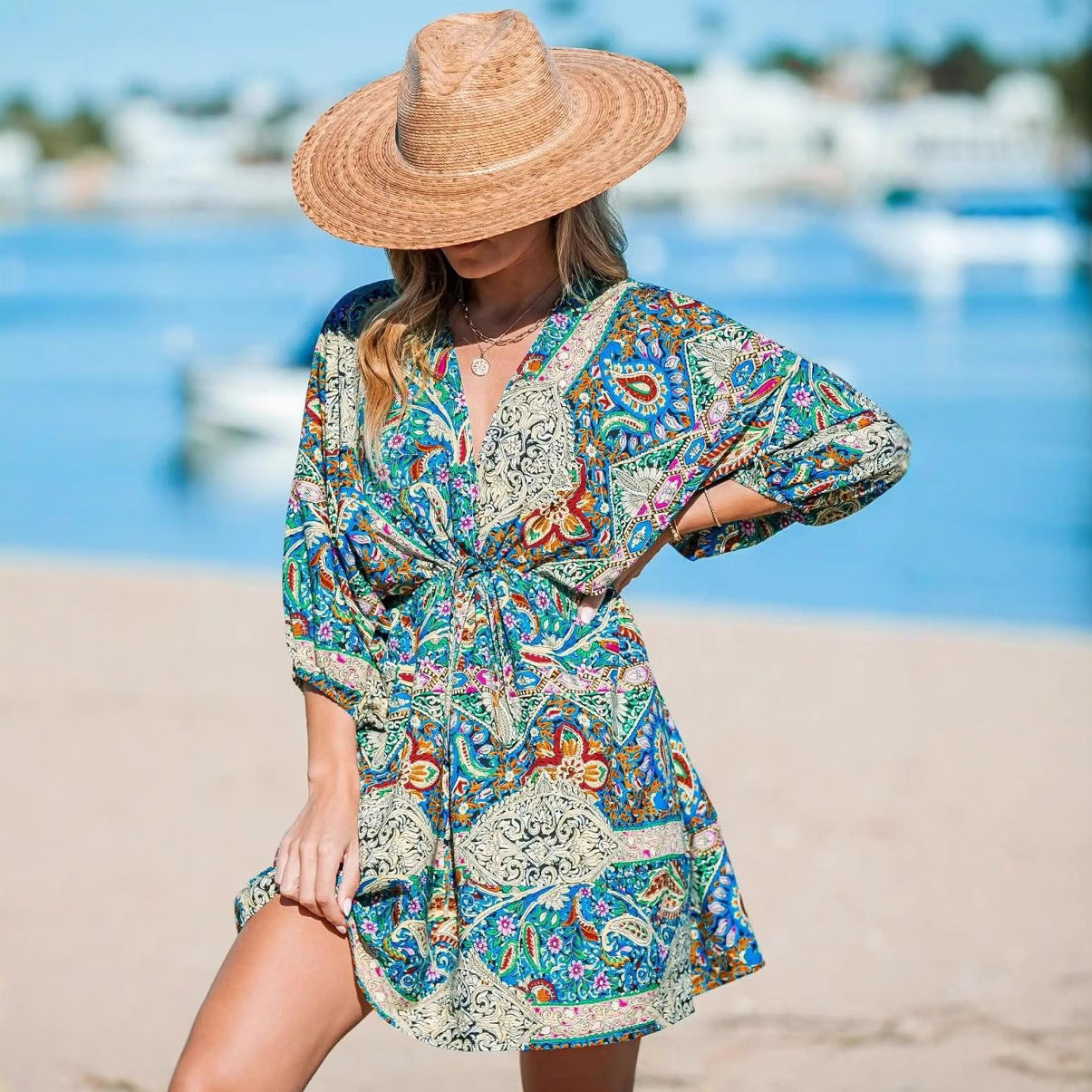 Robe de plage à lien Bohemian pour femmes Chic und Stil