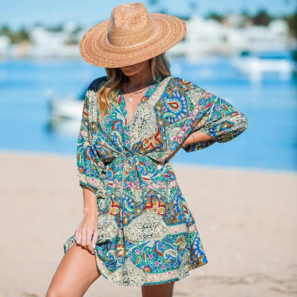 Robe de plage à lien Bohemian pour femmes Chic und Stil