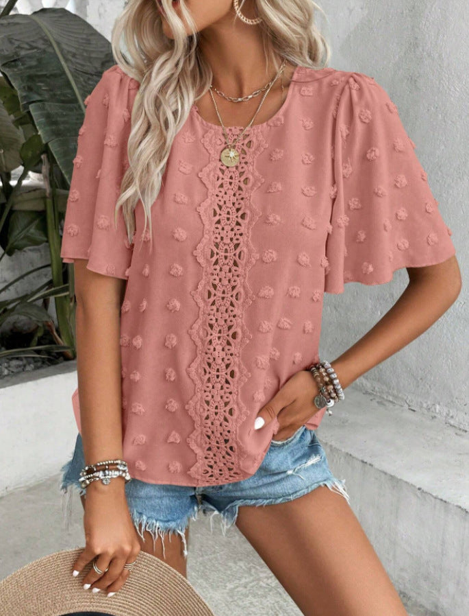 Dames Blouse Fluide Brodée Chic und Stil