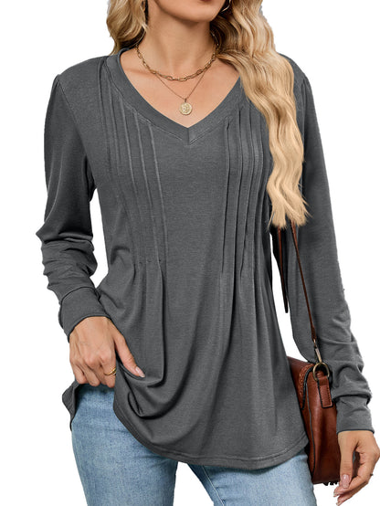 Chemisier en viscose pour femmes avec des plis élégants et décolleté en V Chic und Stil