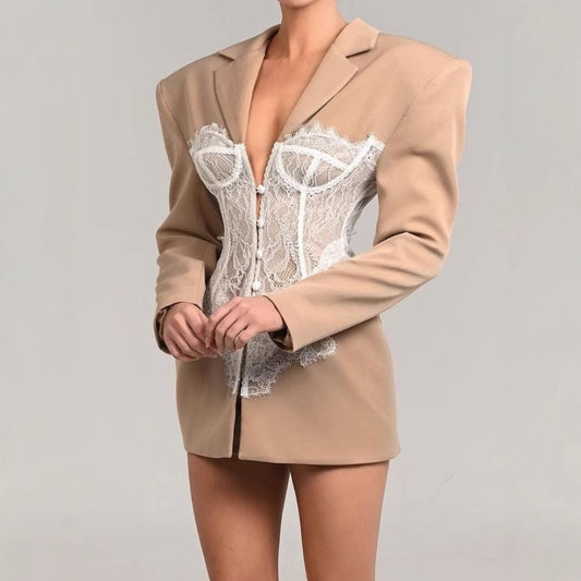 Blazer dress for women with lace bodice Chic and Style