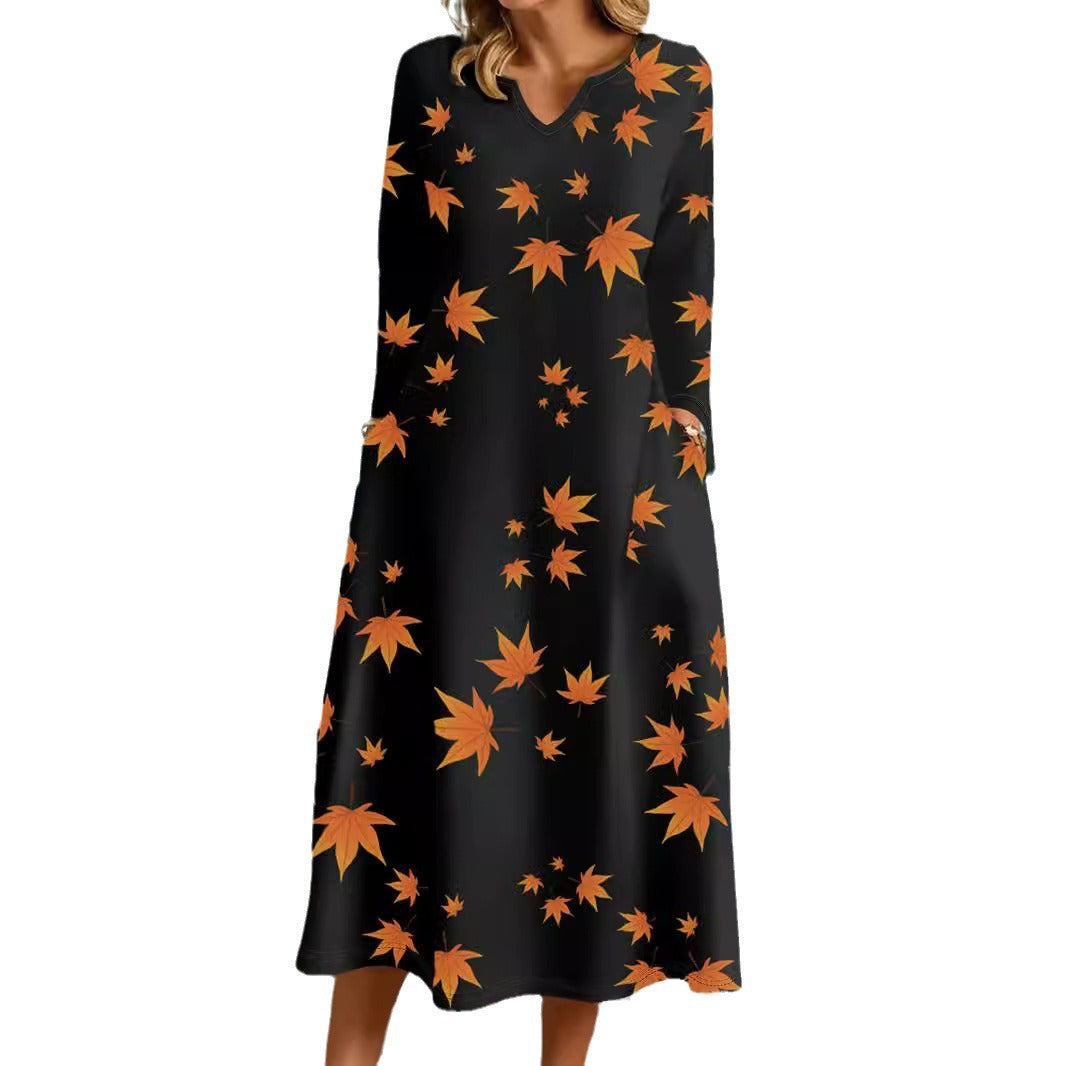 Robe maxi femme avec décolleté en V et imprimé floral Chic und Stil