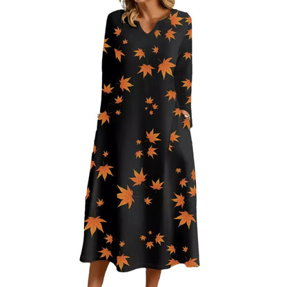 Robe maxi femme avec décolleté en V et imprimé floral Chic und Stil