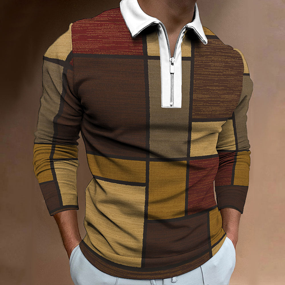 Men's polo with zipper, trendy and unique graphic design Chic and Style
