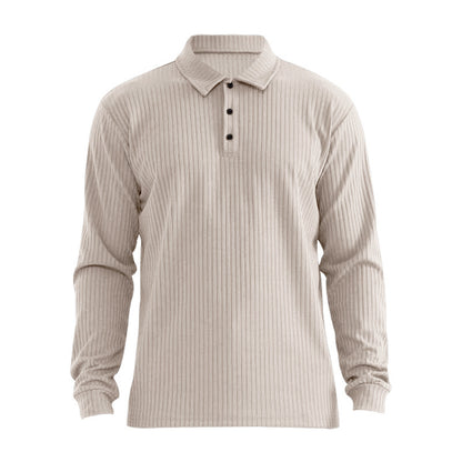 Chemise polo à manches longues pour hommes avec aspect ribbé structuré Chic und Stil