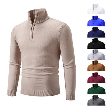 Knitted pullover for men with high collar and zipper Chic und Stil