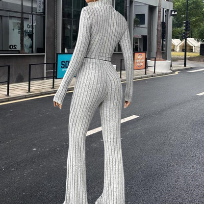 Chic and Style short knit top and palazzo pants set for women