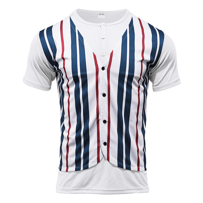 Chemise short pour homme avec un col en V innovant et une patte de boutonnage Chic und Stil
