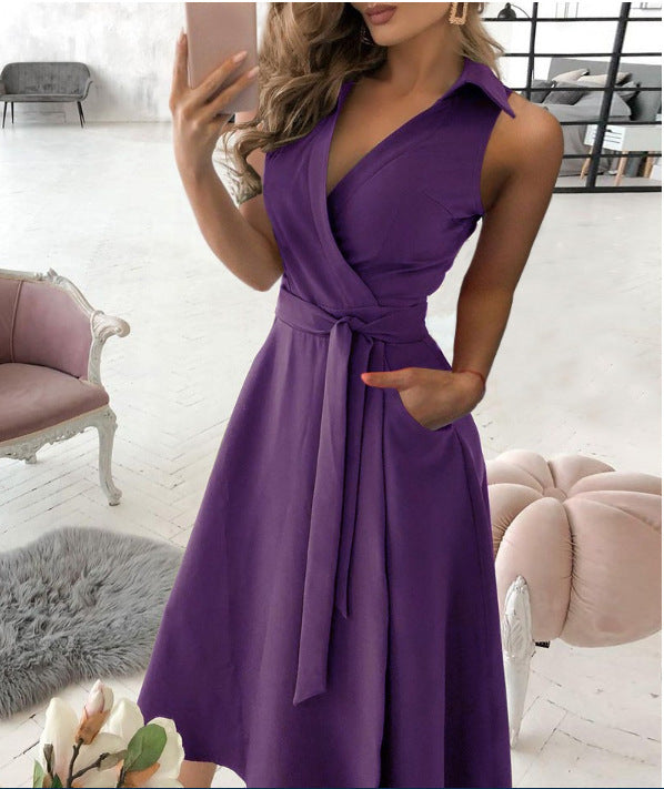 Robe portefeuille pour femmes avec décolleté en V élégant et ceinture à la taille Chic und Stil