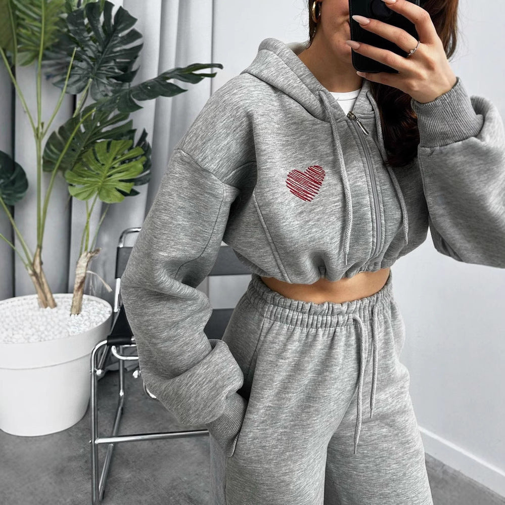 Cropped hoodie sweatshirt set for women and casual jogger pants Chic and Style