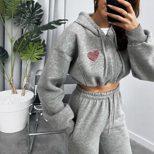 Cropped hoodie sweatshirt set for women and casual jogger pants Chic and Style