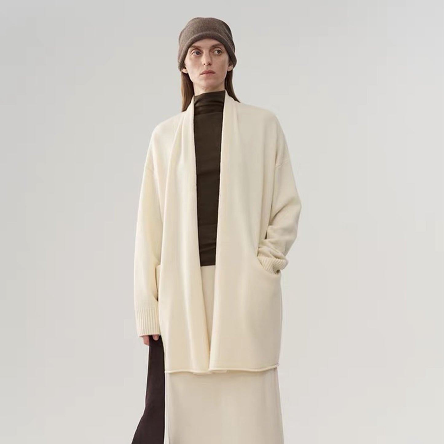 Dames Élégant Gilet Tricot à Manches Longues et Coupe Pratique Chic und Stil