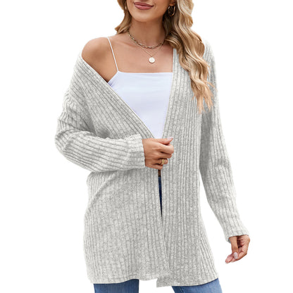 Dames élégante cardigan à design ouvert et fine structure côtelée Chic und Stil