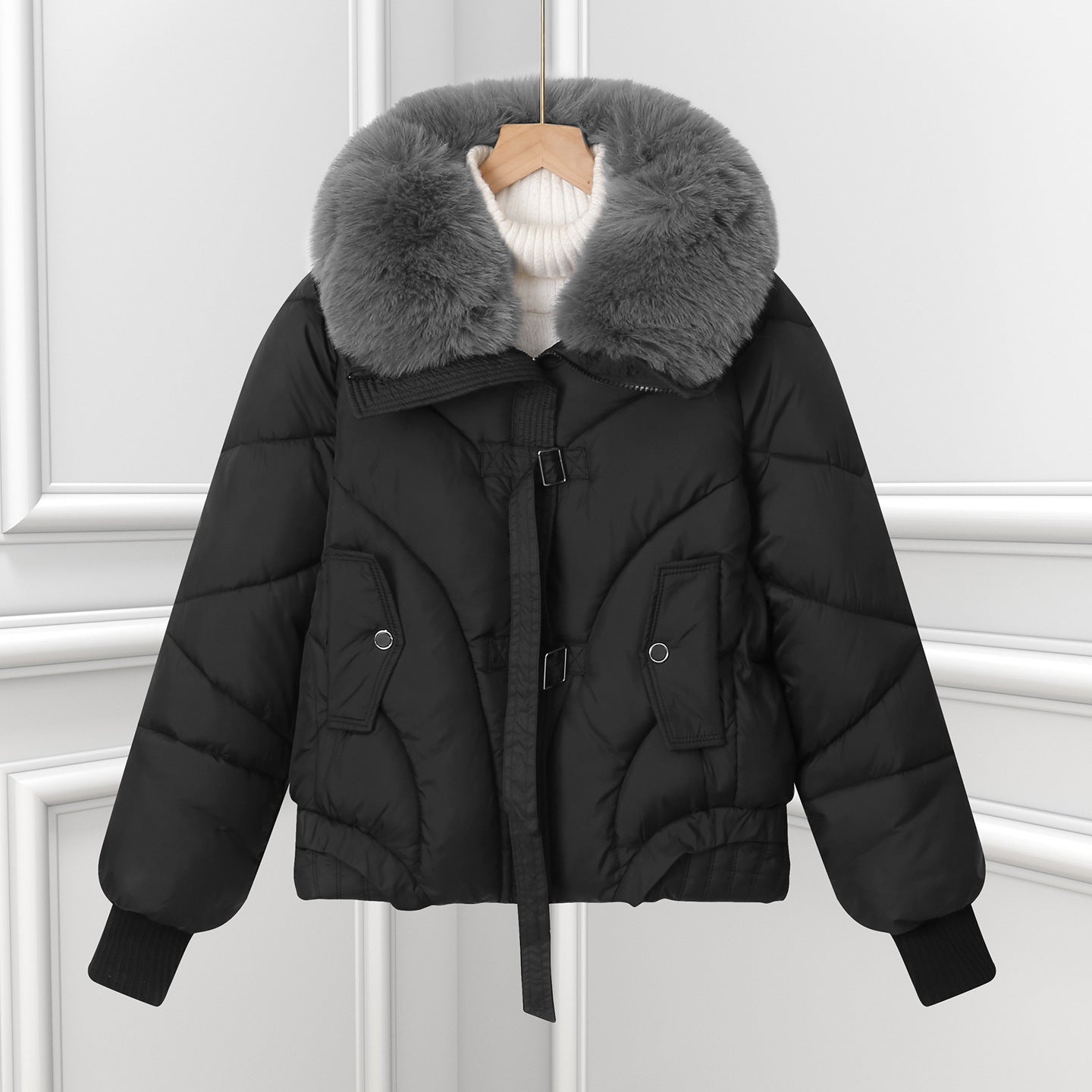 Dames Doudoune d'hiver avec col en fourrure synthétique luxueux et poches pratiques Chic und Stil