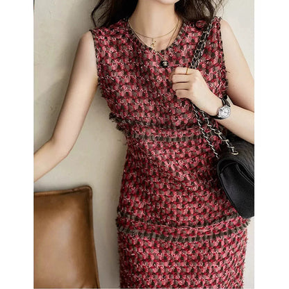 Robe Shift Structurée en Tweed pour Femme Chic und Stil