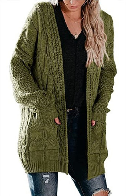 Dames grosse tricot cardigan avec une structure en torsades frappante et des poches pratiques Chic und Stil