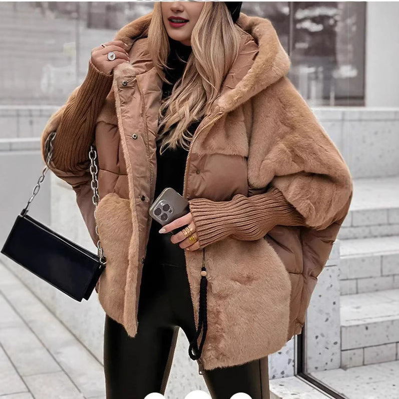 Functional jacket for women with attractive fur elements and hood Chic and Style