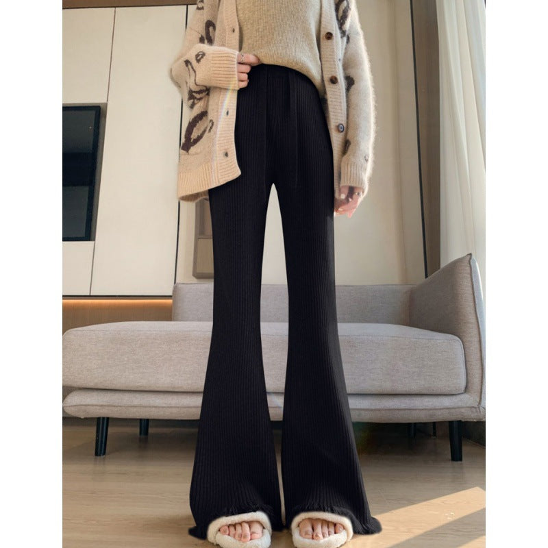 Comfortable ribbed knit pants for women with wide legs Chic and Style