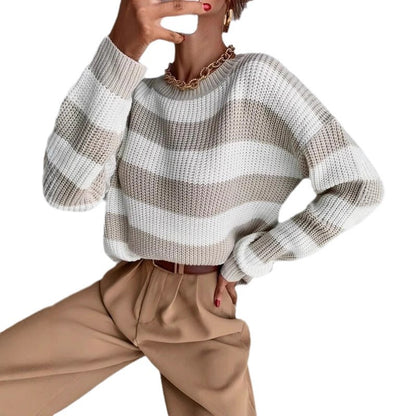 Pull en tricot décontracté pour dames avec un motif de gaufre moderne Chic und Stil