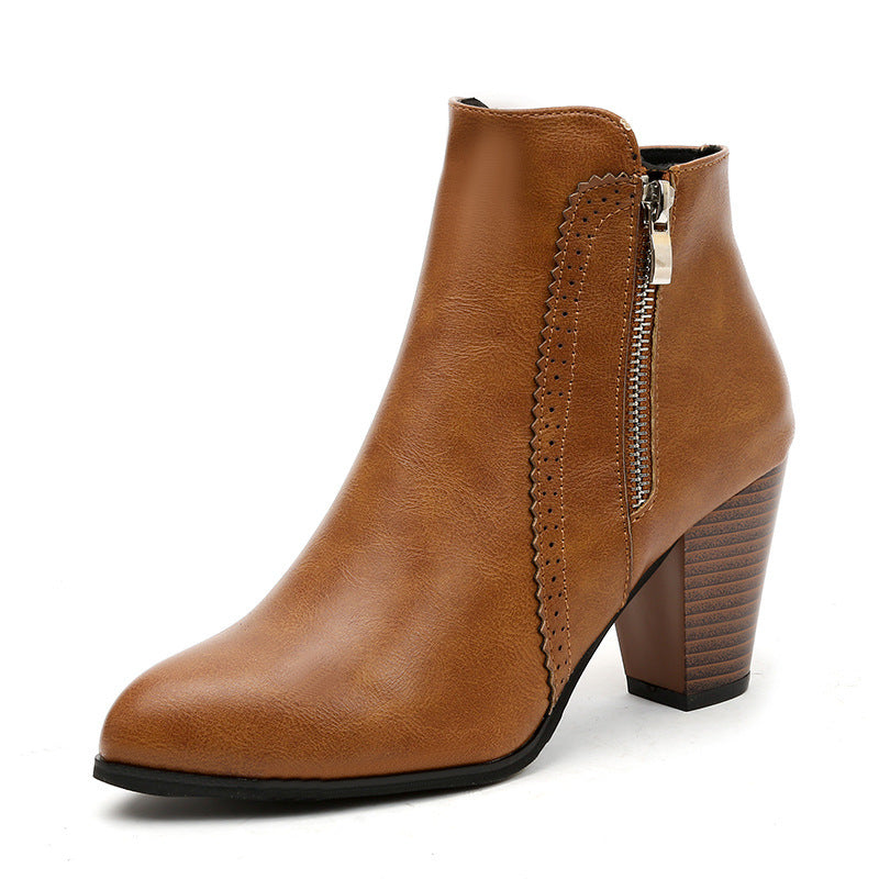 Bottes élégantes pour femmes avec fermeture éclair tendance et talon bloc confortable Chic und Stil